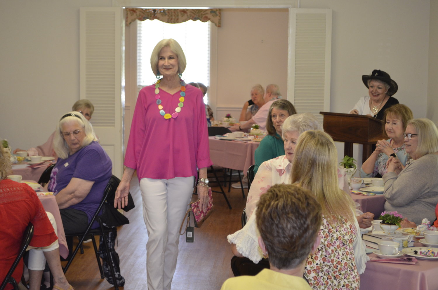 The Friends of the Mineola Memorial Library hosted a benefit tea last Thursday that included a fashion show by the Ladybug Jungle.